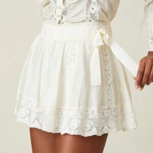 LoveShackFancy White Lace Mini Skirt